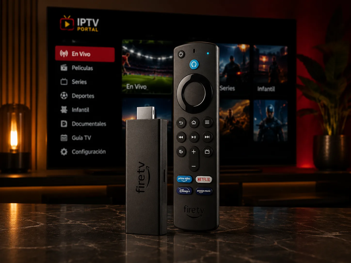 Fire TV / Firestick listo para configurar IPTV Portal